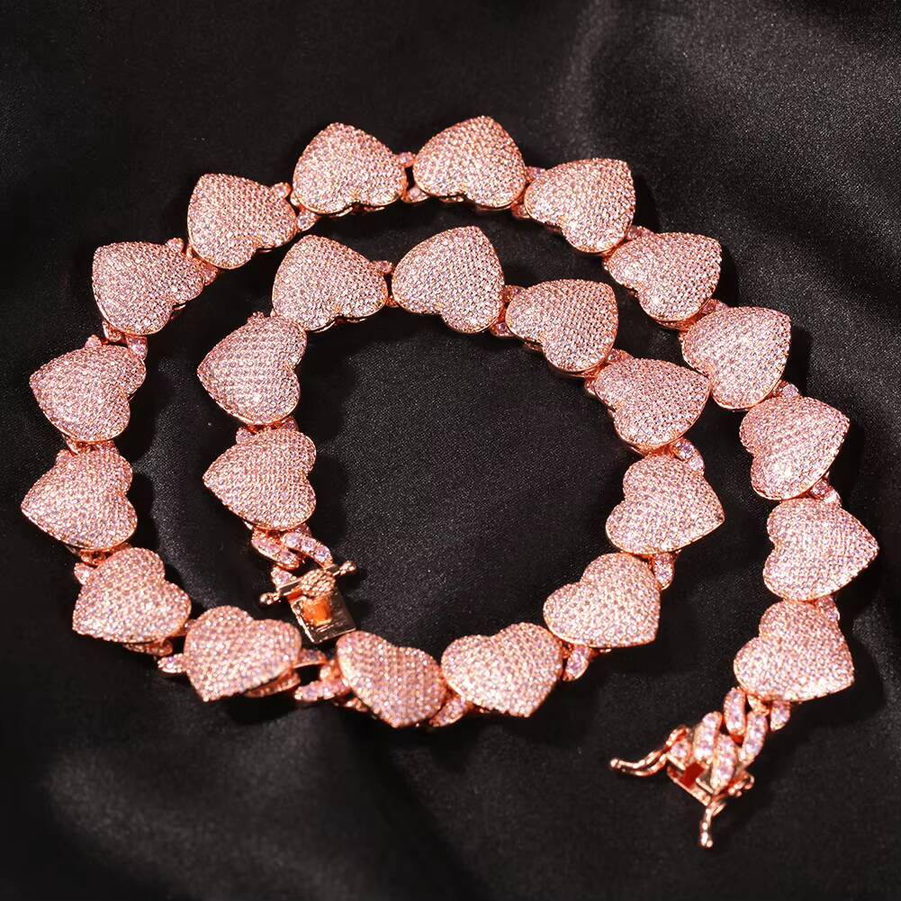 VOAINO Love Diamond Necklace Hip Hop Ins Style Fashion Collarbone Chain Street Men and Women With the Same Chain