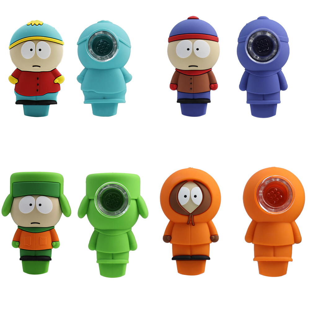 Unbreakable Silicone Hand Pipe 78mm Multi Designs Water Pipes Tobacco Smoking Bong Cartoon Figure Multi Designs For Dry Herb Portable Mini Pipe