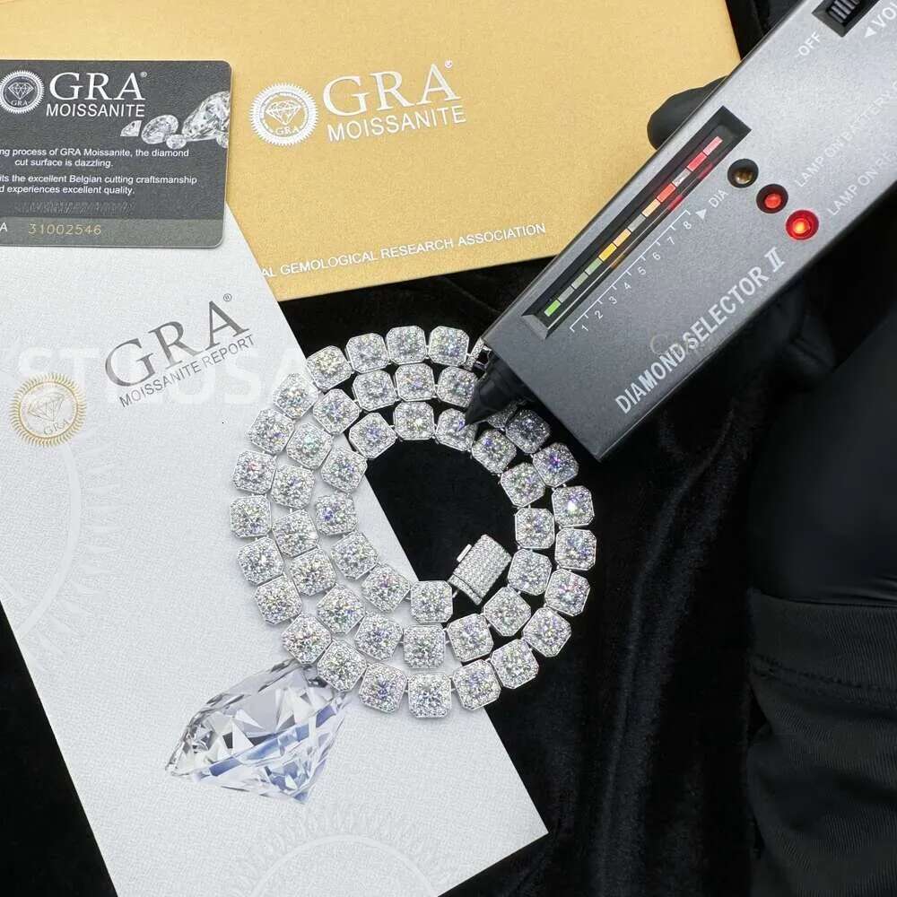 Designer Ice Sugar Fashion Hot Bracelet Tennis Necklaces Hip Hop Jewelry Pass Dia Tester Moissanite Cuban Link Chain Sier for Men Women