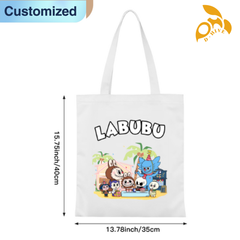 LABUBU Free shipping fashion designers customize Canvas Bags high-quality full-print canvas tote
