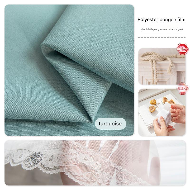 YL-36746 Japanese style full blackout double layer gauze curtain finished product sunshade insulation bedroom bay window non-transparent living room