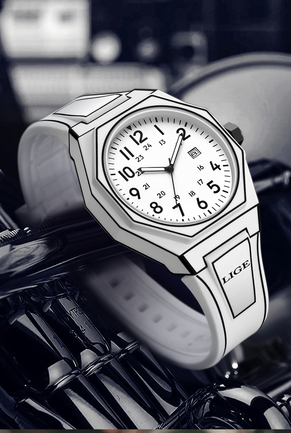 LIGE men's quartz watch simple fashion brand watch teenager's preferred watch silicone strap student exquisite watch holiday gift Waterproof