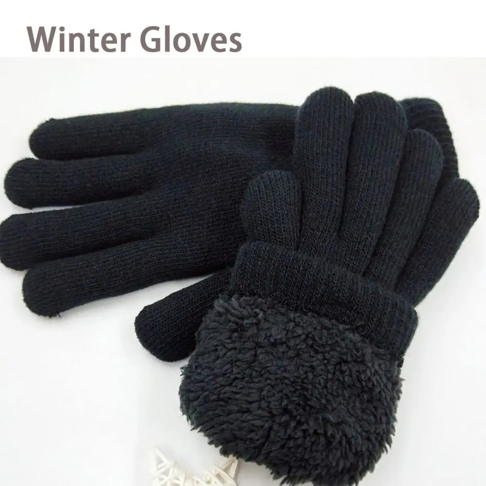 Fashion Boys Girl Winter Gloves Pure Color Lamb Velvet Mittens Soft Warm Black Double Layer Male Thickened Gloves 250716