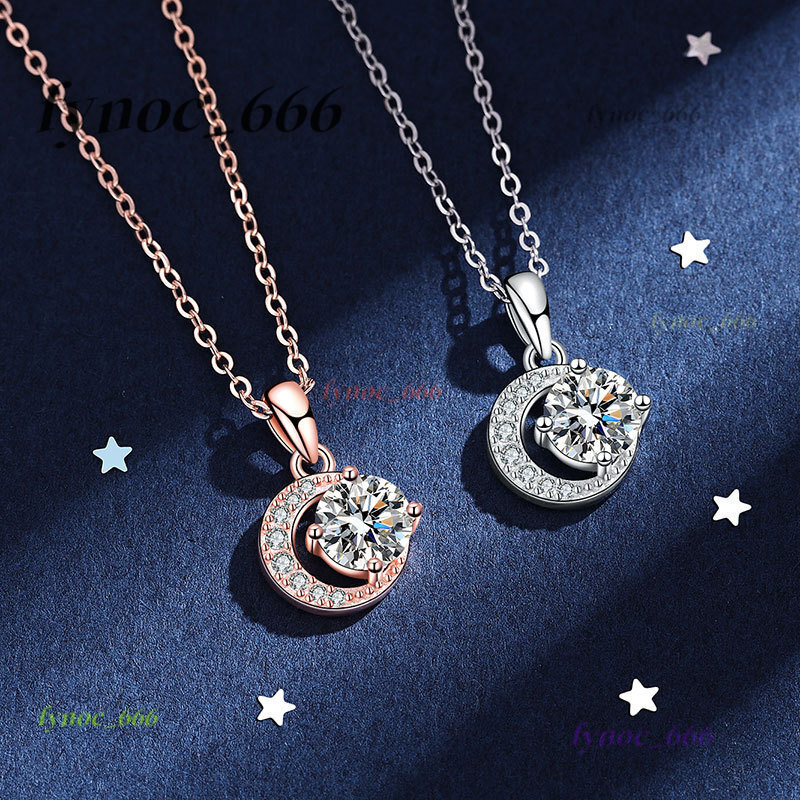 Custom Moissanite Name Necklaces for Women VVS 1ct Round Shape Diamond Pendant 18k Rose Gold S925 Silver Chain Fine Jewelry