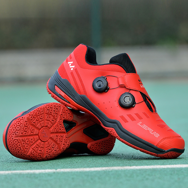 Badminton shoes with rotating buckle, no lace, breathable, anti-slip, ultra-light professional training shoes for men