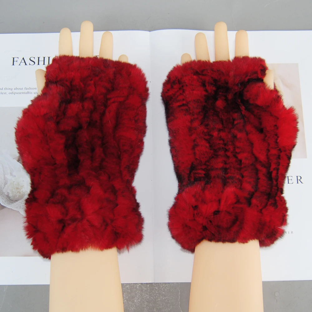 Winter Fur Gloves Women Outdoor Warm 100% Rex Rabbit Fur Gloves Knit Thick Natural Soft Rex Rabbit Fur Mittens 250717