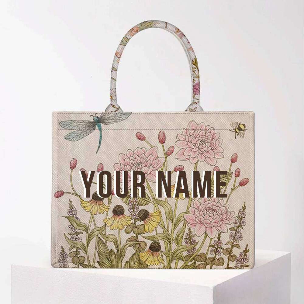 Handbag Lady Personalized Fashion Printing Large Capacity Canvas Book Tote With Name Women's Custom Commuter Shoulder Bag