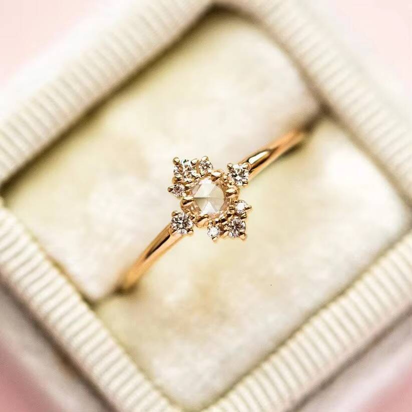 Natural Moissanite 925 Sterling Silver 18k Gold Plated Fashion Jewelry Engagement Anniversary Wedding Rings