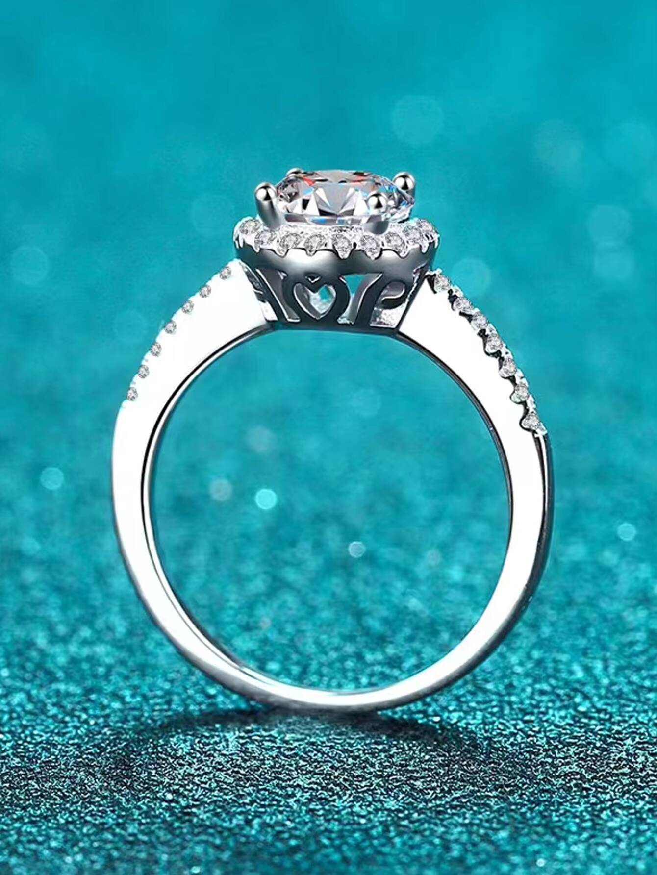 S925 Sterling Silver Moissanite Rings Diamond Round Charm Design for Wedding or Engagement Stylish Jewelry