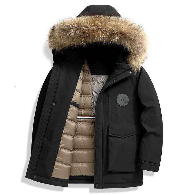 Casual Winter Men's Warm Duck Down Jackets Streetwear Fur Collar & Hat Detachable Hooded Puffer Coat Outdoor Thick Padded Parkas