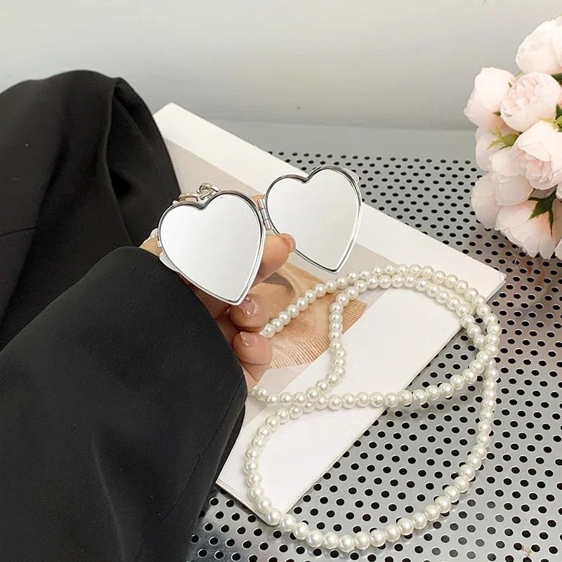 Fashion Heart-shaped Pendant Decorative Bags for Women Cute Mirror Chain Crossbody Bag er Dinner Bag 250717