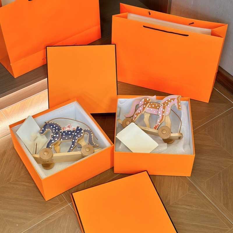 Family Little Pony Trailer Toy Wooden Horse Ornament Home Decor Gift Art Ornament