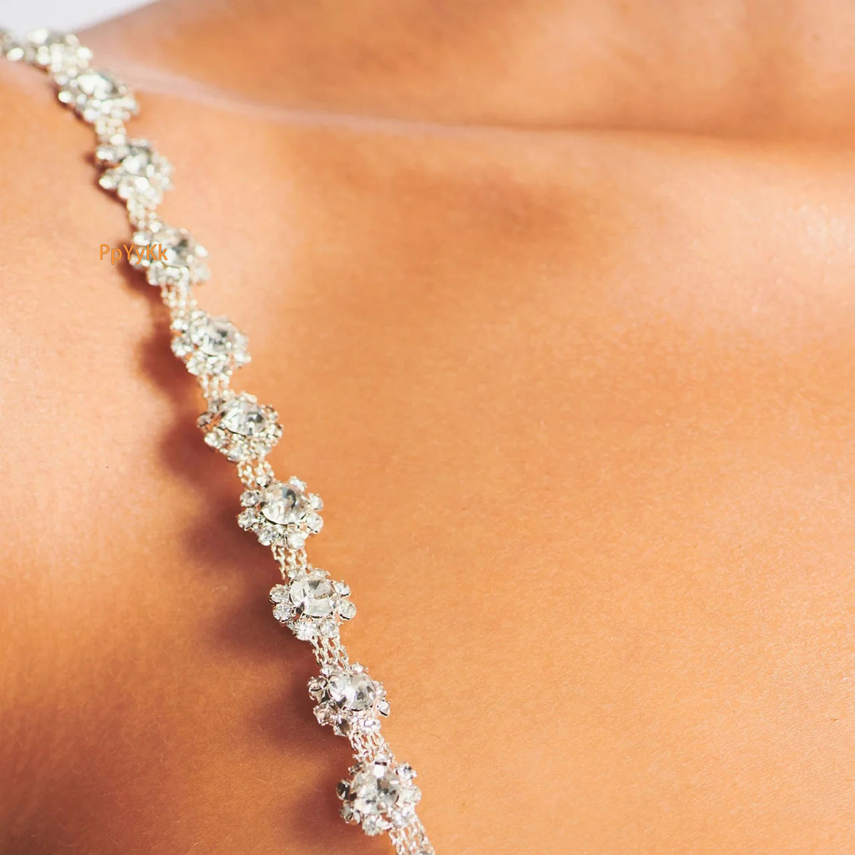 Trendy Flower Shoulder Chain Super Shiny VVS Moissanite Iced out Minimalist Elegant Party Dress Shoulder Strap Accessory for Women