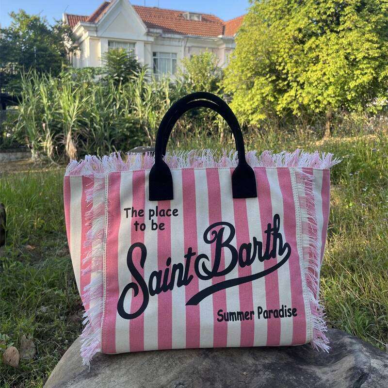Classic European And American Travel Women's Canvas Handmade Tassel Art Font Single Shoulder Large Space Handbag