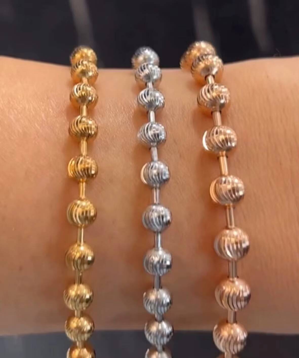 S925 Sterling Silver Beaded Necklace Plated with 18K Gold Shiny Floral Moon Shaped Round Bead Chain Diamond Necklace Jewelry