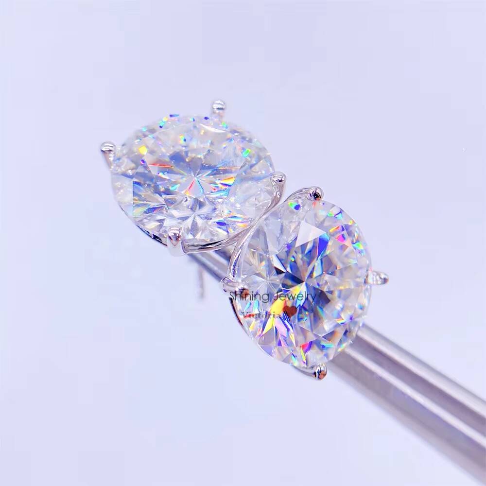 10k 14k 18k Real Gold 3 Prongs Set 16ct Screw Back Stud Moissanite Earrings Men