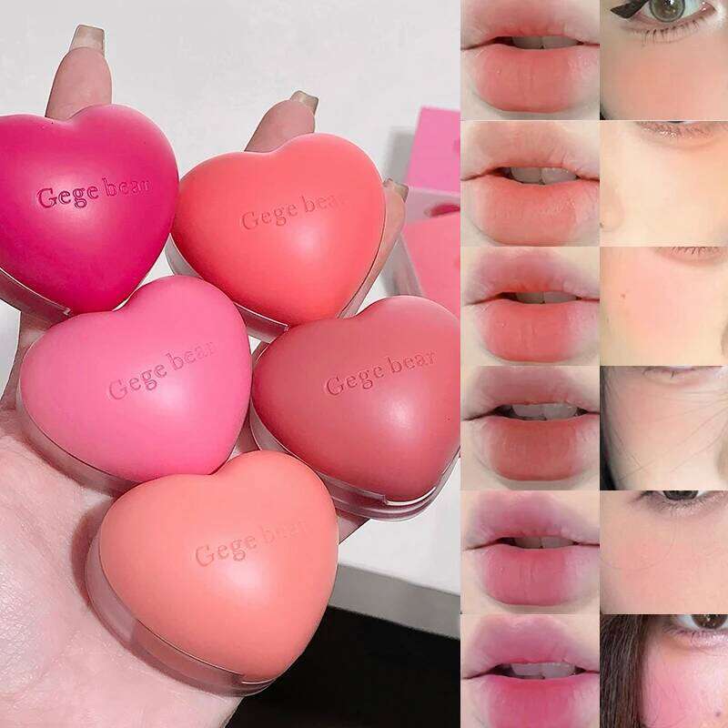 Gegebear Heart-Shaped Lip and Cheek Balm Fine-Milled, Soft Matte Finish with Delicate Pink Tones for a Blushing Look X250721