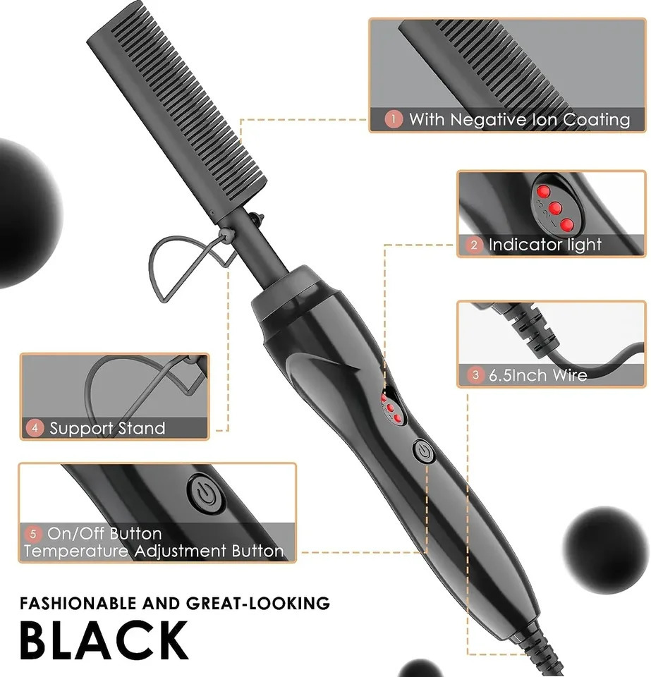 UNTIOR Dry And Wet Straight Hair Curling Copper Comb Bangs Straight Hair Electric Heating Curling Comb Hair Comb 250717