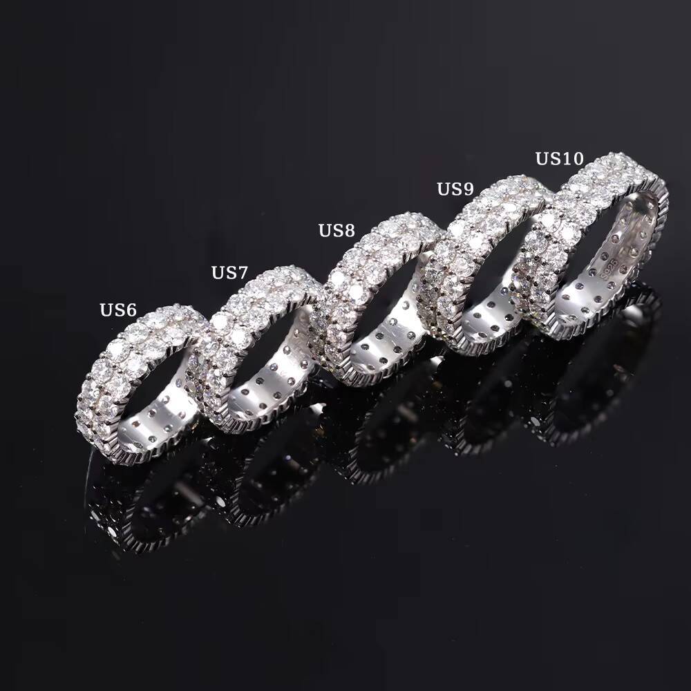 Ready to Ship Round Shape VVS Moissanite Diamond 925 Sterling Silver Gold Plated Iced Out Moissanite Ring for Hip Hop Life