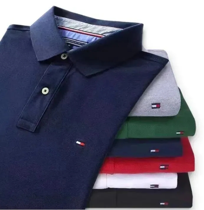 Classic Men Casual Designer Polo Shirt Short sleeved Classic Polo Neck T shirt Top Quality Large Size Summer Pure Cotton T shirt Bottom Top