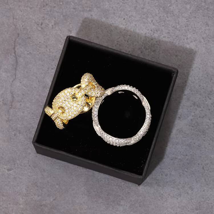 RTS Moissanite Diamond Ring Pass Diamond Tester Hip Hop Rings 925 Sterling Silver Gold Plated Fine Jewelry Rings for Men Women