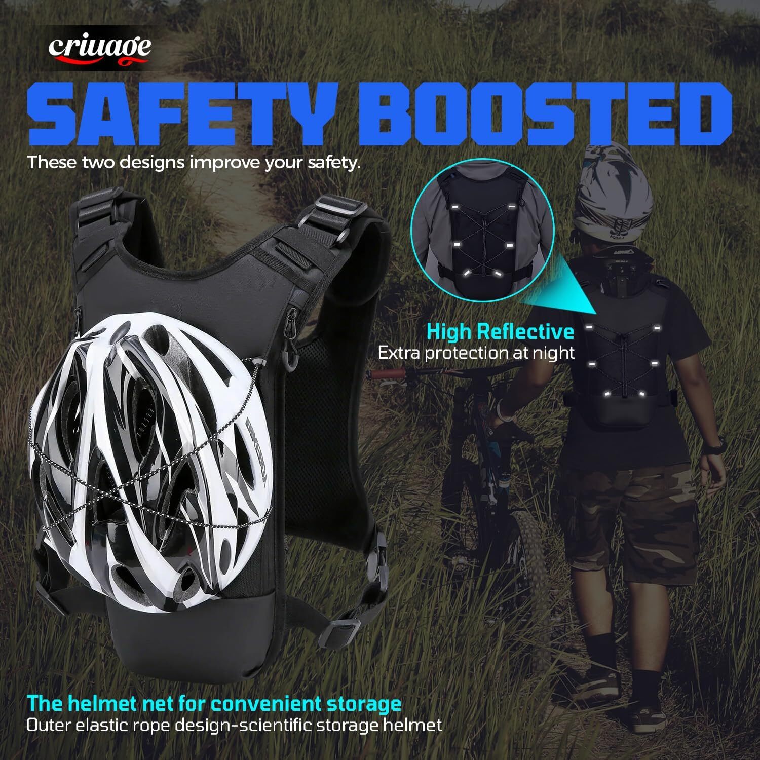 YMX 636 Criuage USA Original Patt Hydration Vest Backpack, Lightweight Chest Pack with 2.0L Water Bladder Bag Daypack Hiking Running Cycling Race Mara