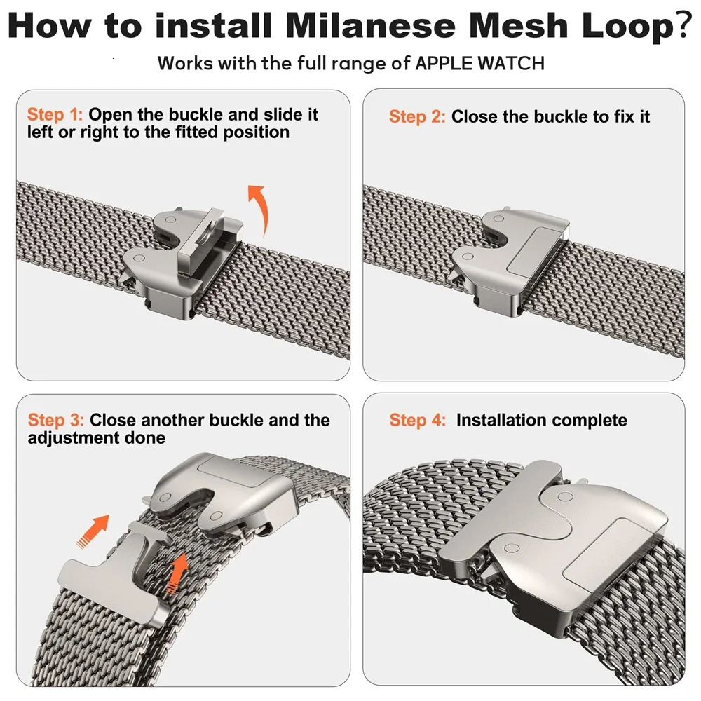 Milanese Loop For 49mm Series 10 9 8 7 6 5 4 SE 46mm 42mm 41mm 45mm 44mm 38-40mm Straps Accessories 250711