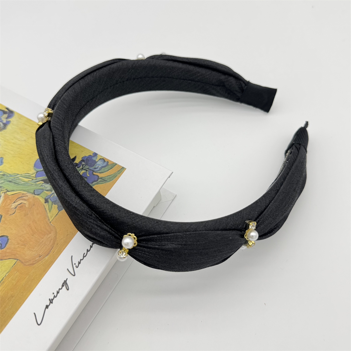 New pearl ruffles sponge hair band temperament elegant high skull headband versatile senior sense of hair accessories