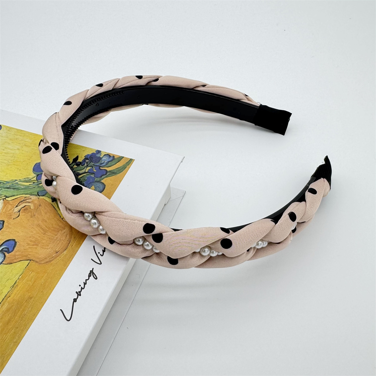 Retro polka dot pearl hair band female new senior sense of broken hair headband hair card hair accessories