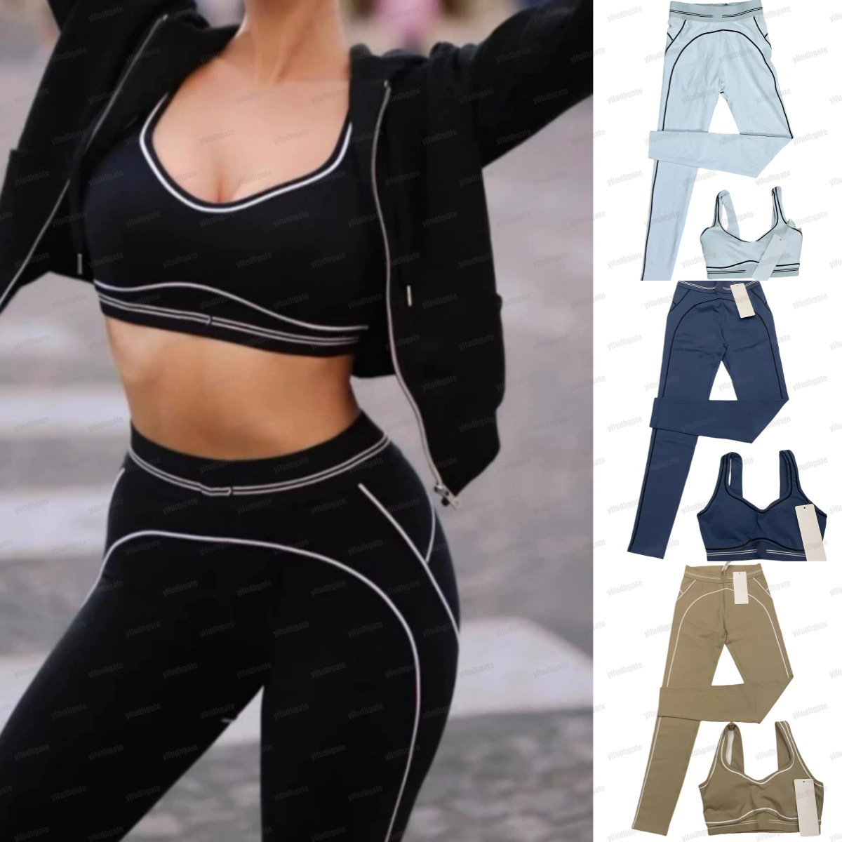 5A yoga set seamless sports bra leggings for women designer heart throb striped low back tops muse workout sets summer fitness outfits yogawomen sets breathable yf01