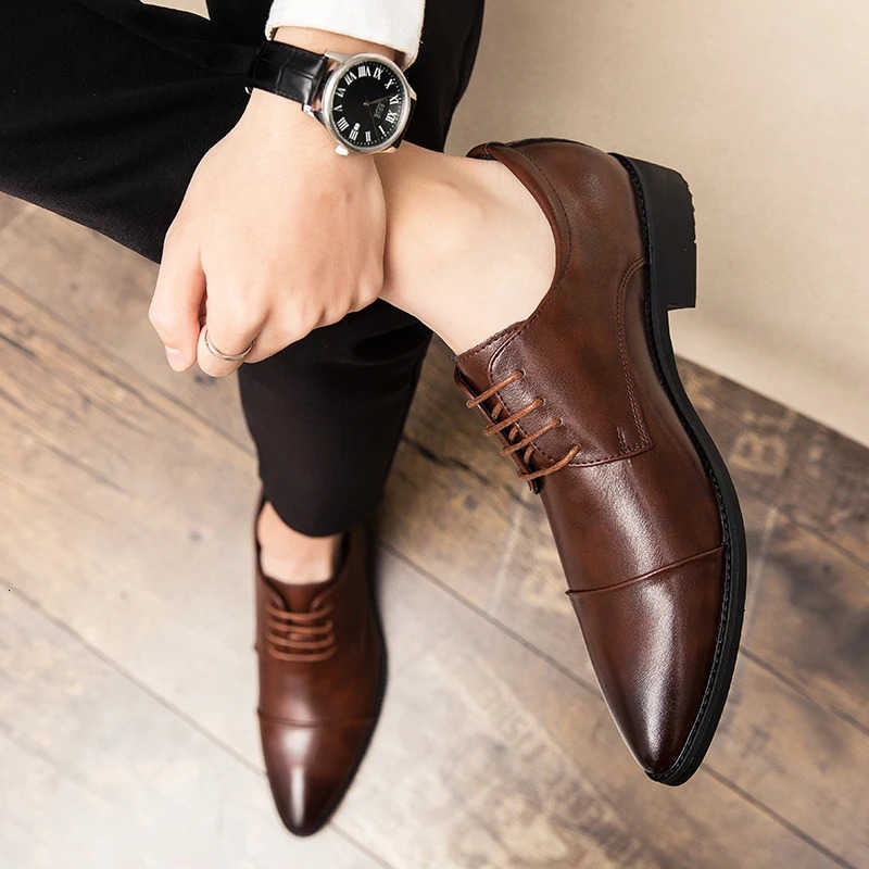 Men Dress Pointed Derby Shoes Luxury Business Social Suits Quality Handmade Fashion Wedding Shoes for Men New Formal Shoes M250721