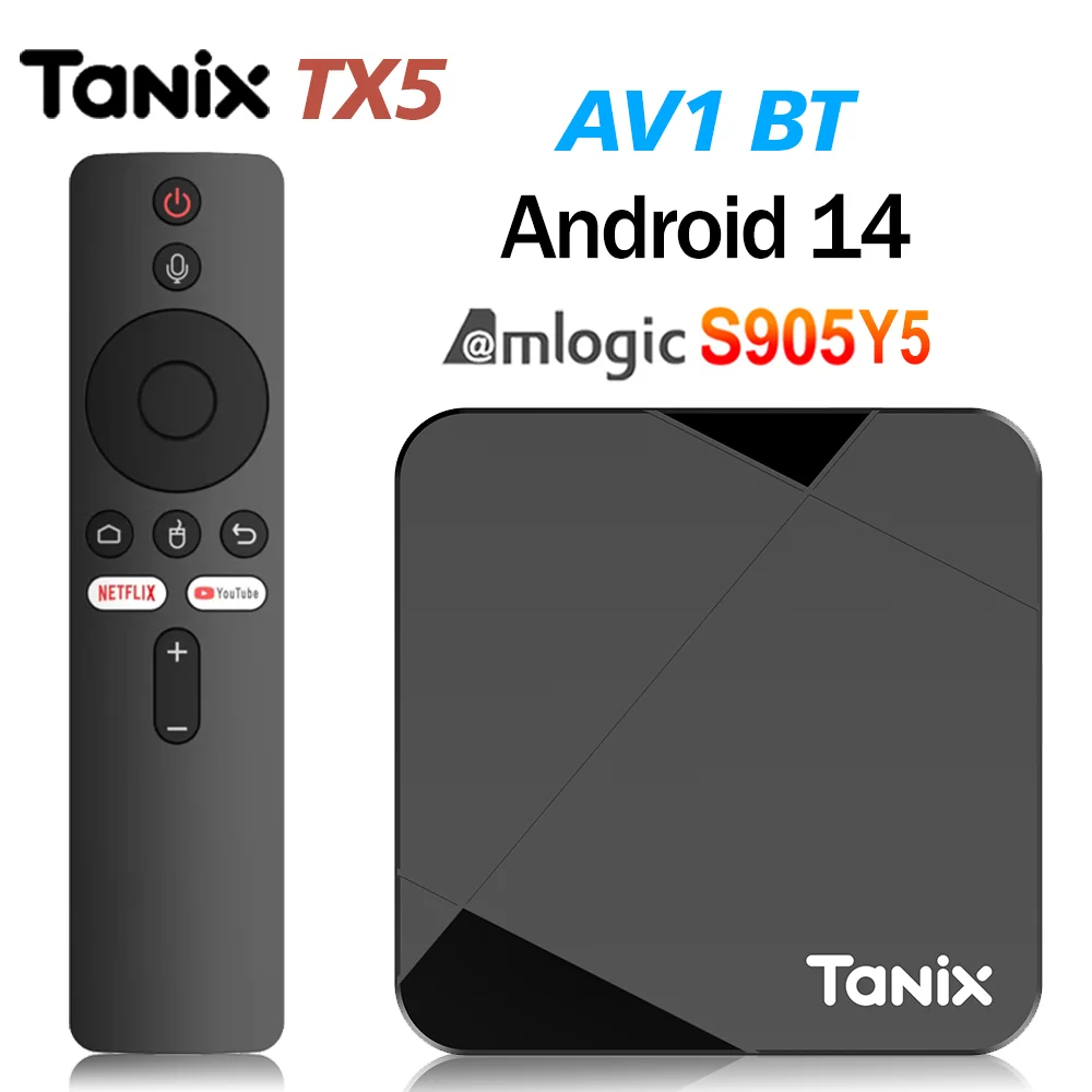 New Tanix TX5 Android 14 Smart TV box Amlogic S905Y5 4GB 64GB 2.4G/5G Dual Wifi 6 AV1 BT Set Top Box Media player