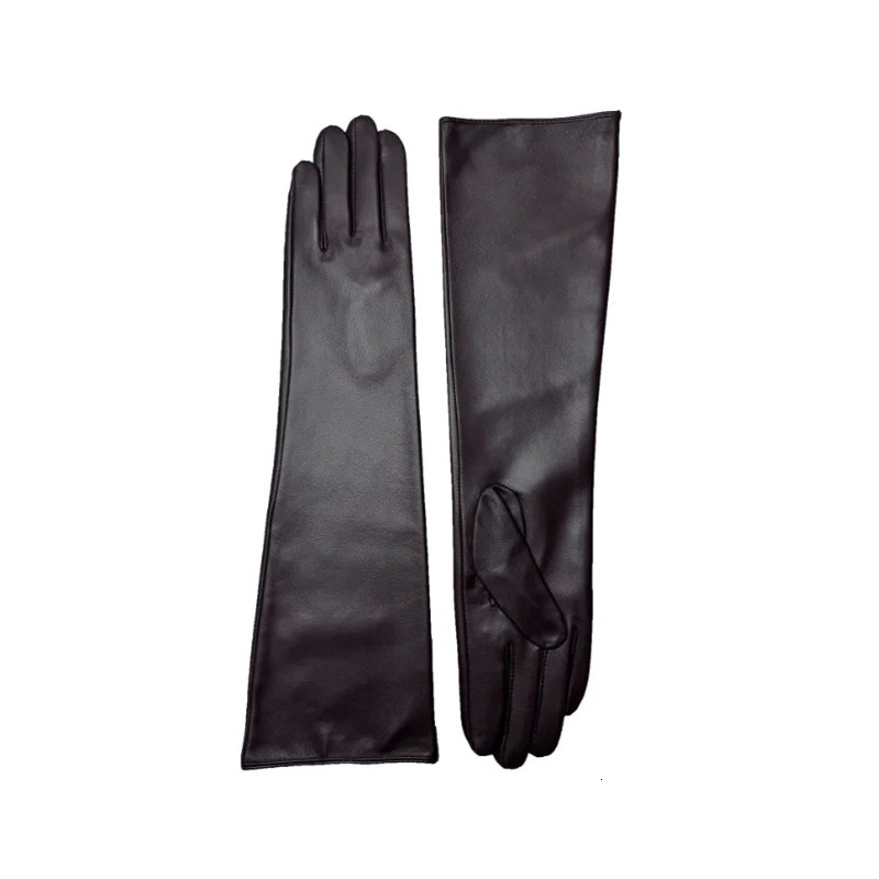 45CM Genuine Leather Long Gloves Genuine Sheepskin Thin Silk Lining Long Elbow Gloves Womens Winter Fashion 250717