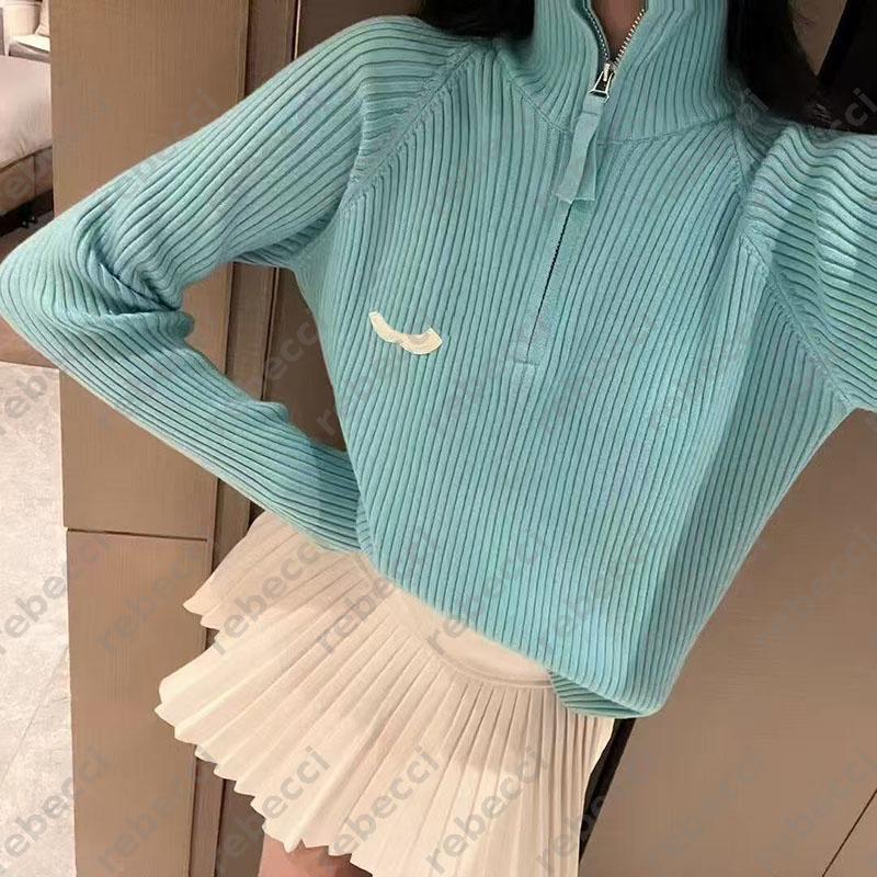 autumn winter new knitted Sweaters gradient letter print lapel zipper cardigan long sleeved short knit sweatshirt New sweater jacket top CSD2507211