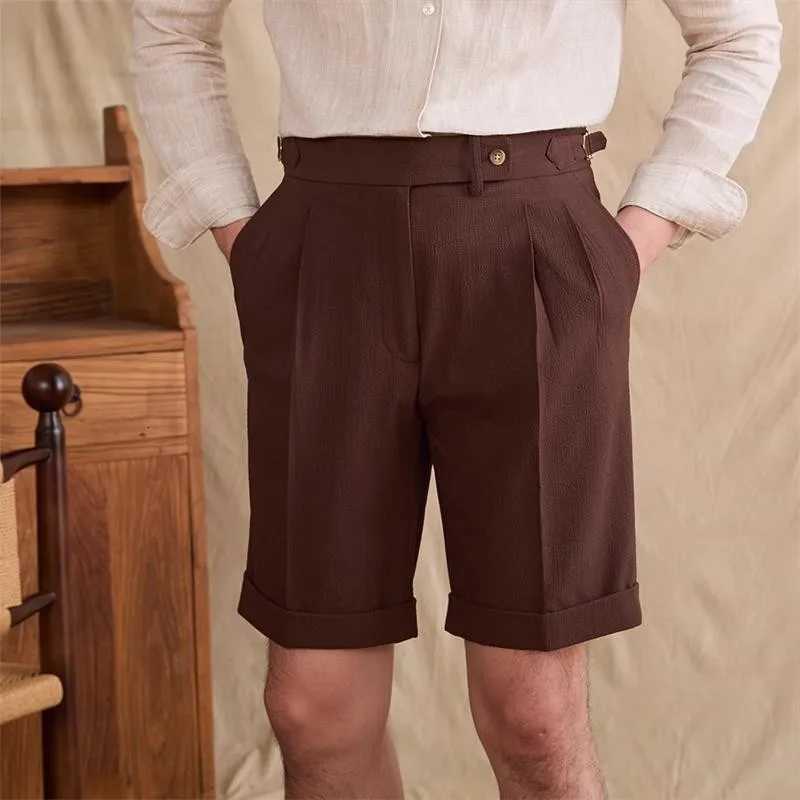New Men Summer Slim-fit British Style Suit Shorts Light Luxury Business Straight-leg Shorts Leisure Button-down Half-pants M-3XL XJ250721