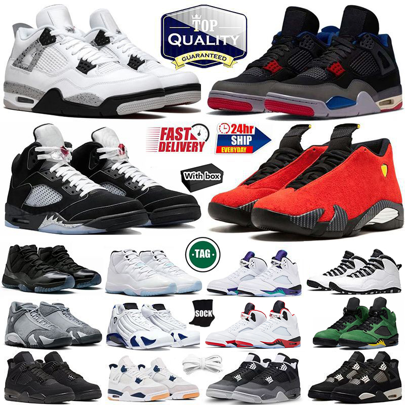 with box Designer Basketball shoes 4S brick by brick Black Cat UNC white cement thunder 5s black metallic reimagined bred 11s cool grey Navy 14s Trainers sport shoes