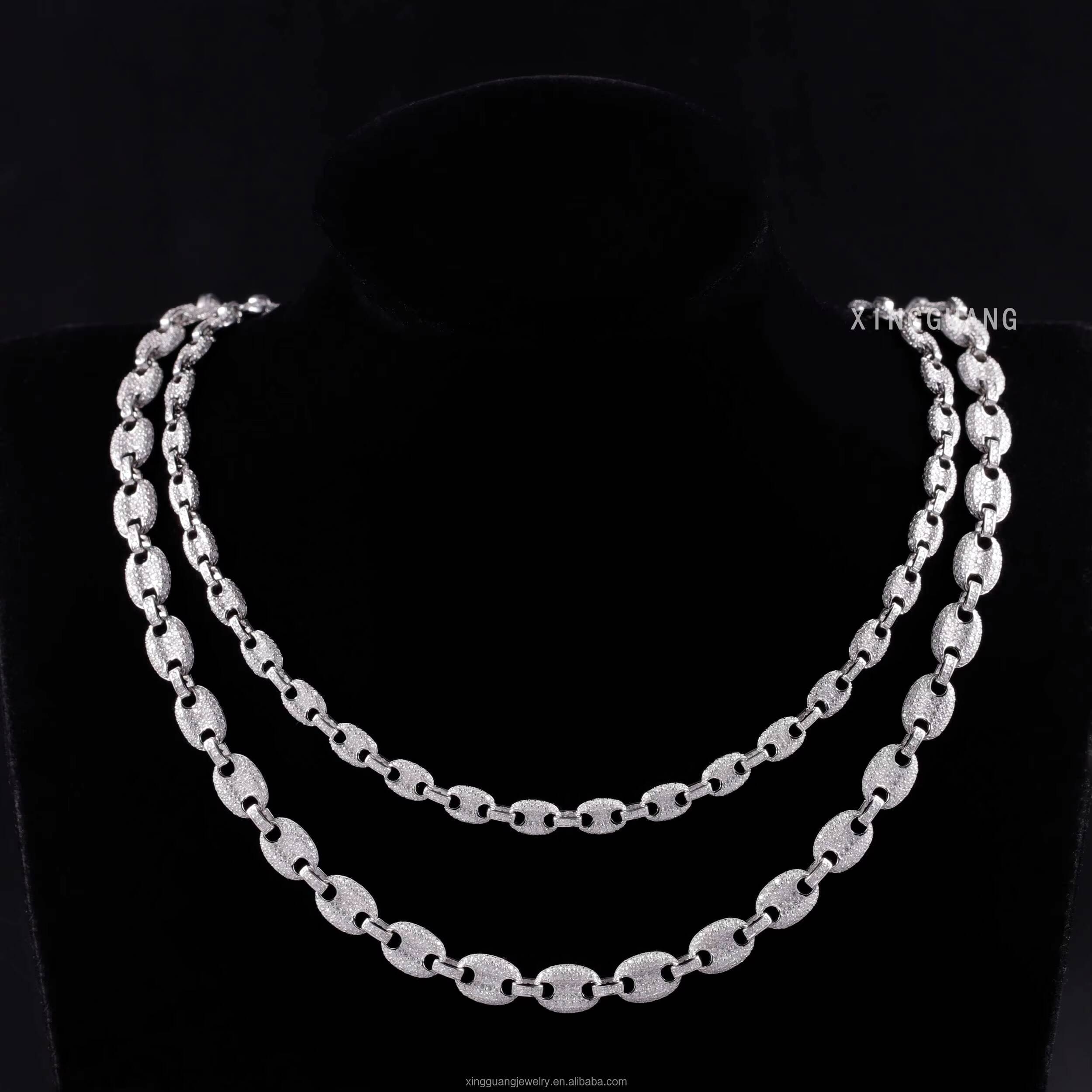 New Style Cuban Chain Hip Hop Jewelry 6mm 8mm Sterling Silver Ice Out Bling Moissanite Diamond 100% Pass Test Cuban Necklace