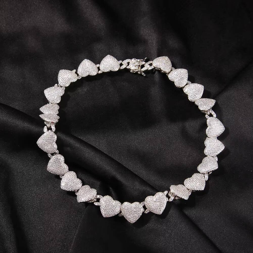 VOAINO Love Diamond Necklace Hip Hop Ins Style Fashion Collarbone Chain Street Men and Women With the Same Chain