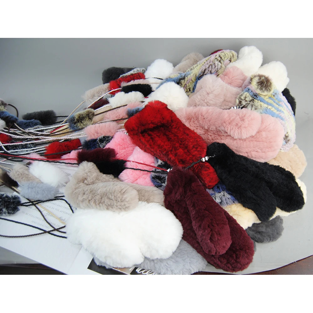 Natural Rex Rabbit Fur Gloves Good Elastic Women Winter Knitted Rabbit Fur Mittens Outdoor Genuine Fur Gloves 250717