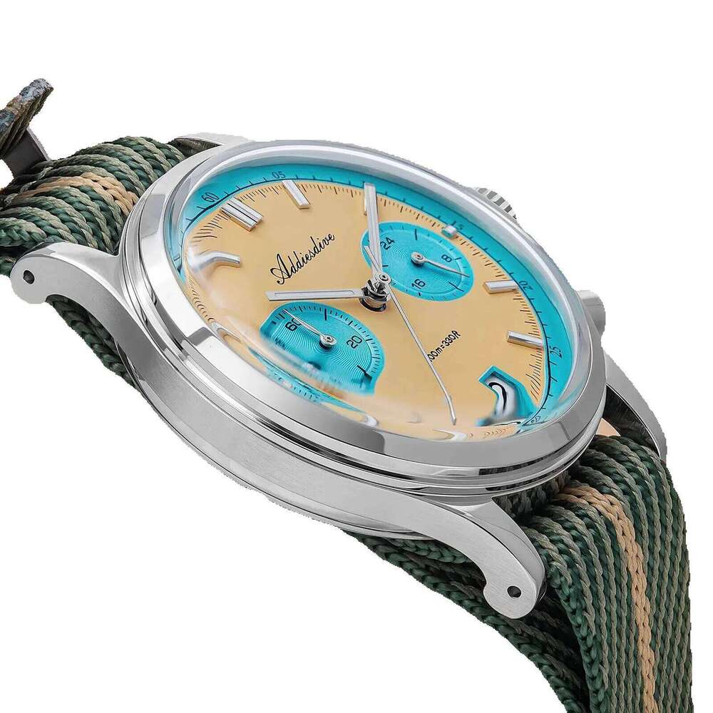 ADDIESDIVE Hot Sale Ad2095 Watches For Men Multifunction Chronograph 38Mm AR Coating Quartz Wristwatches Vk64 Waterproof Clock