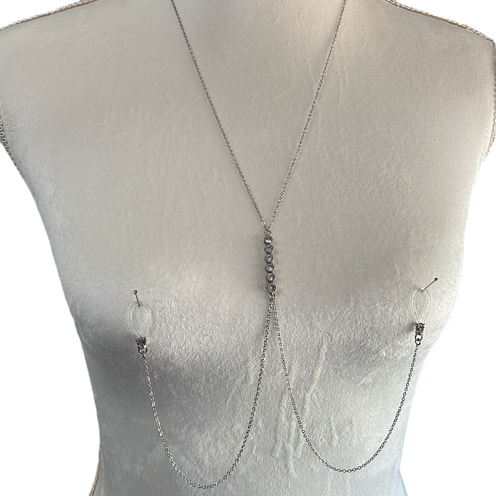 VVS Moissanite Iced out Chest Chain Nipple Chain Erotic Sexy Body Chain Bikini Waist Chain Accessory body chain