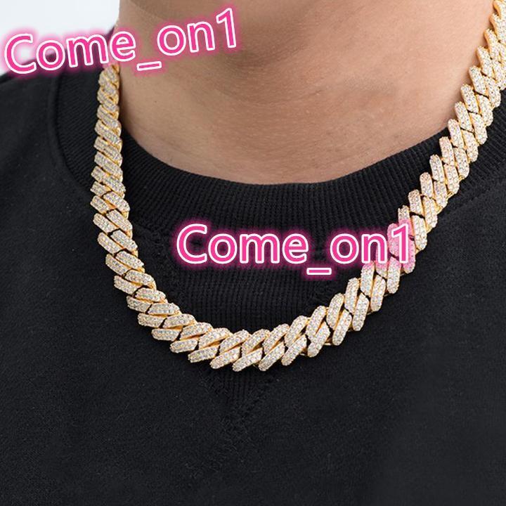 Jasen Custom 12mm White Gold Plated Solid Sterling Silver Cuban Link Necklace for Men Zircon Moissanite Diamond Rose Gold