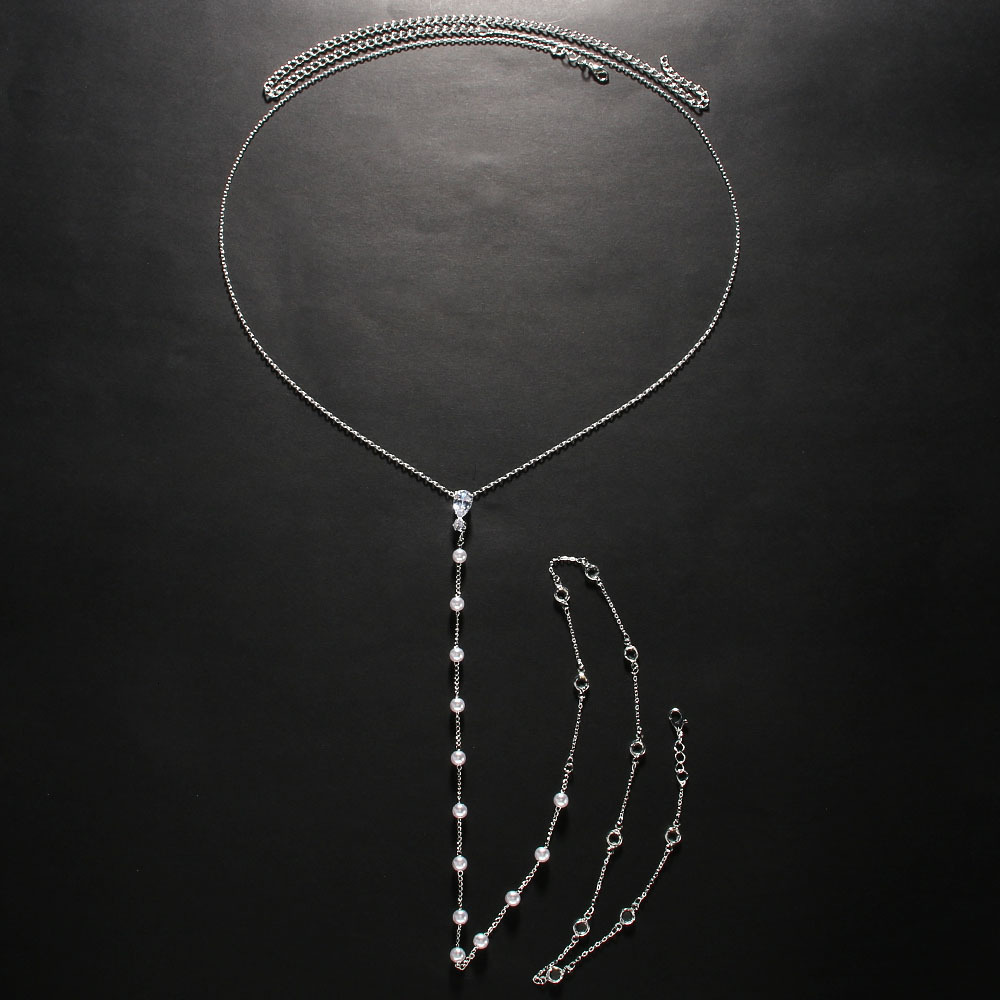 Hot Sale Bride Pearl Back Chain Minimalist Elegant Sexy VVS Moissanite Iced out Body Chain for Women Back Chain