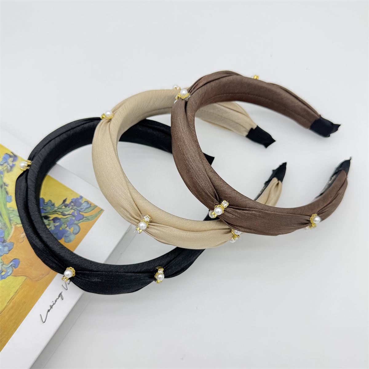 New pearl ruffles sponge hair band temperament elegant high skull headband versatile senior sense of hair accessories