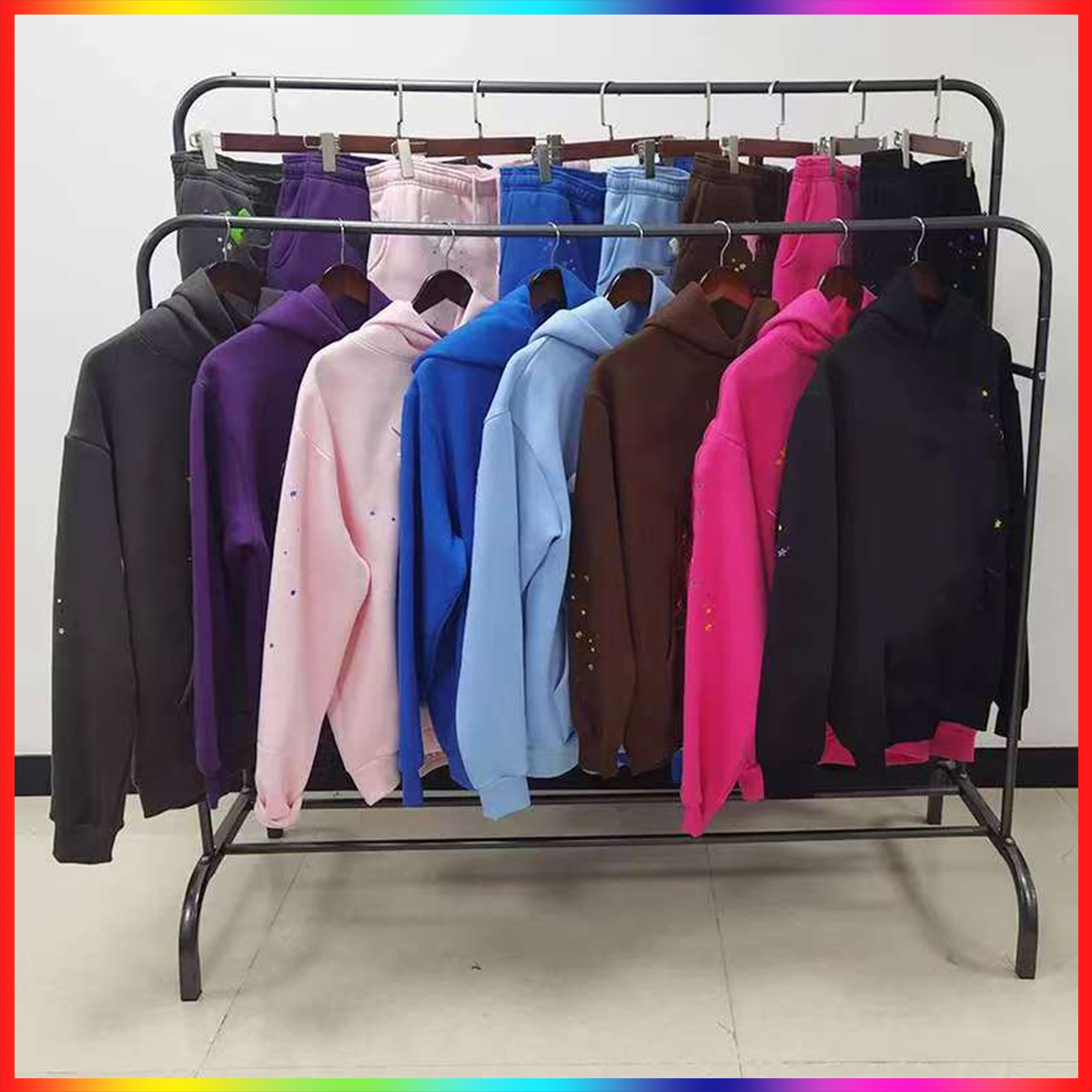 5A Designer Men's Women's Fluffy Hoodie spider pants Fashion Pullover High Quality Sweatshirts Street Young Thug Hip-hop Clothing puff print spider hoody tracksuit