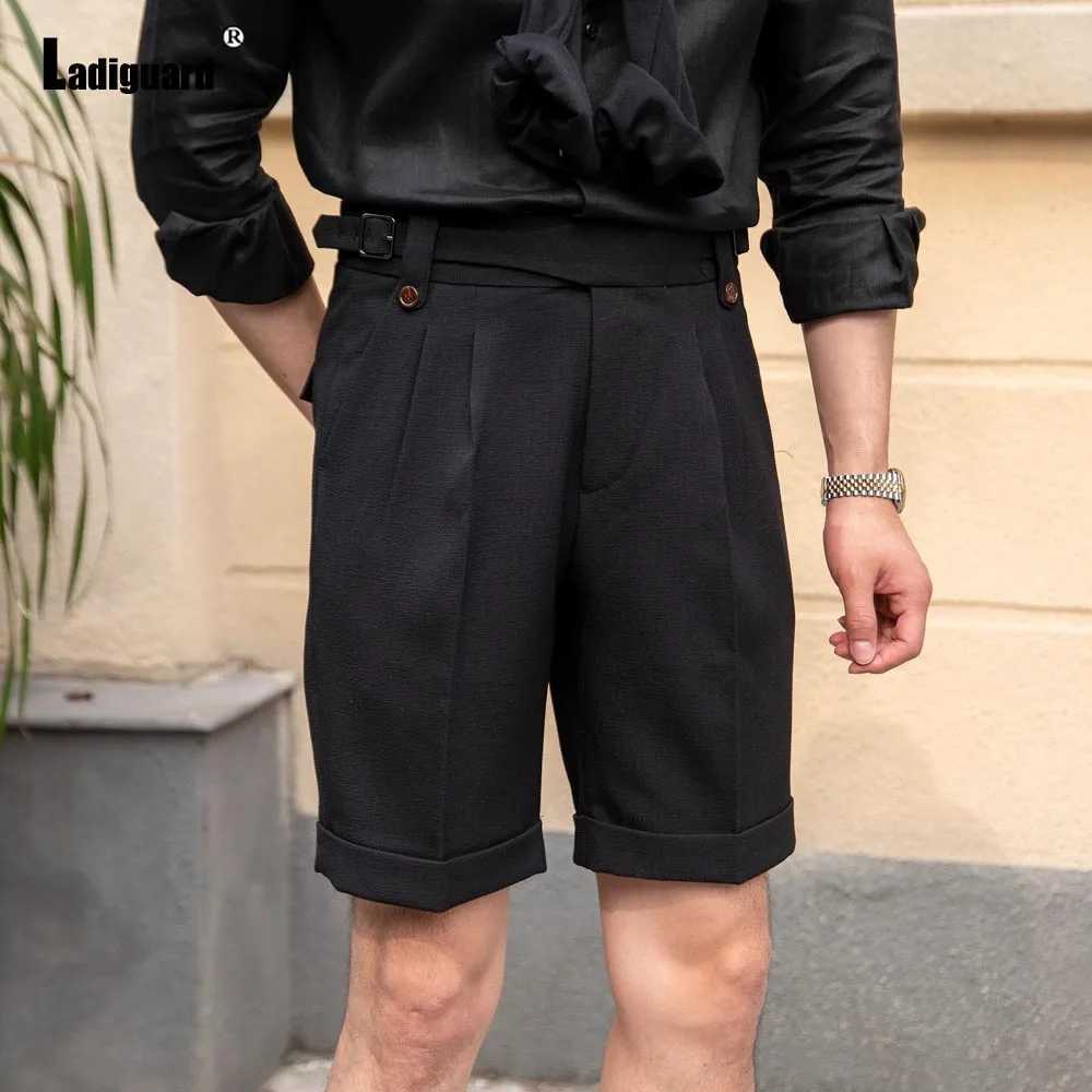 2025 Mens Elegant Formal Party Wedding Shorts Sexy Adjustable Belt Naples Shorts Mens Stand Pocket Casual Suit Half Pants New XJ250721