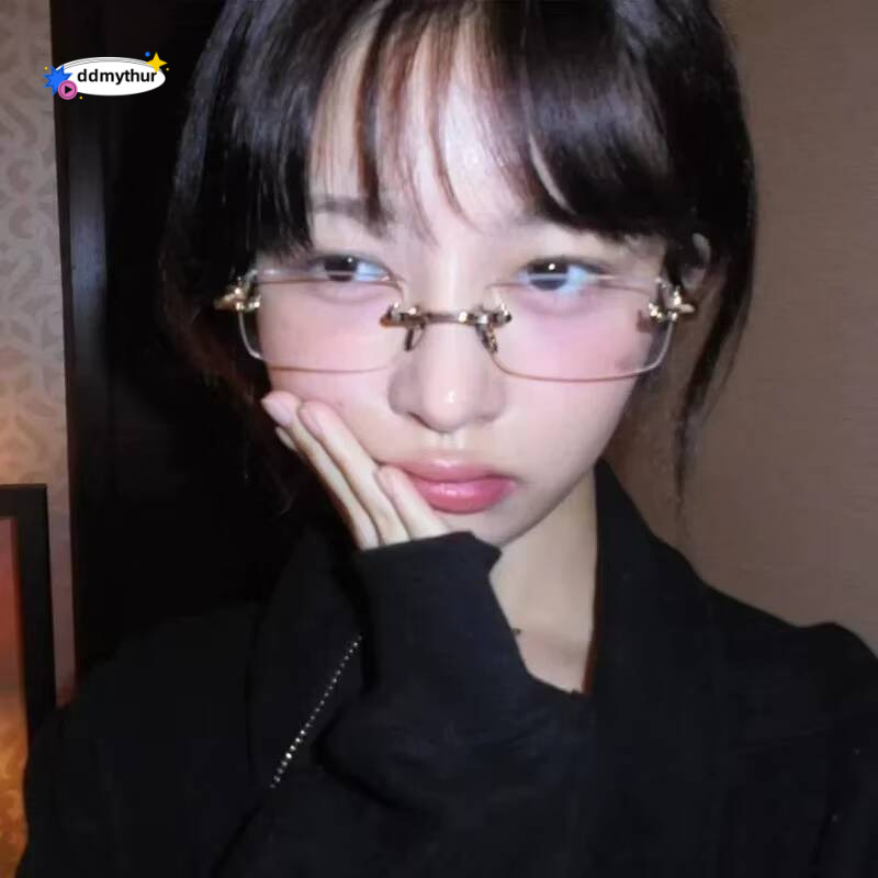 Harajuku Metal Square Frame Y2K Womens Retro Small Glasses Girls Japanese Glass Eyewear Decorative Anti-blue Eyeglasses ddmythur