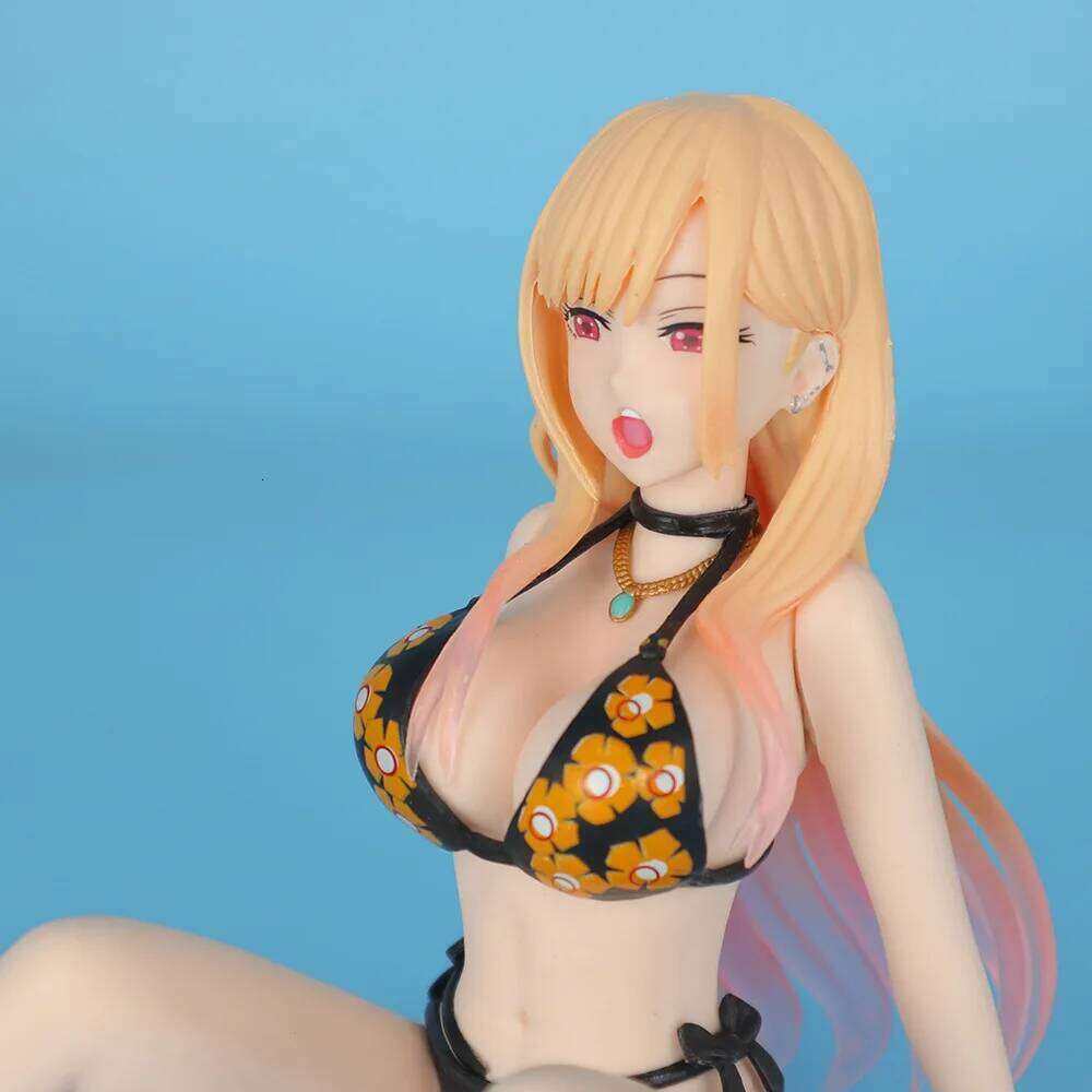 12.2cm My Dress-Up Darling Kitagawa Marin In Swimsuit Sitting Position Anime Figure Model Statue Collection Desktop Ornament Toy