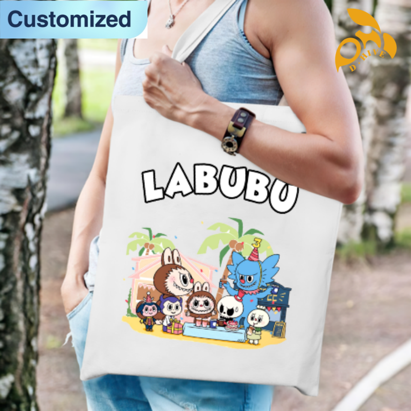 LABUBU Free shipping fashion designers customize Canvas Bags high-quality full-print canvas tote