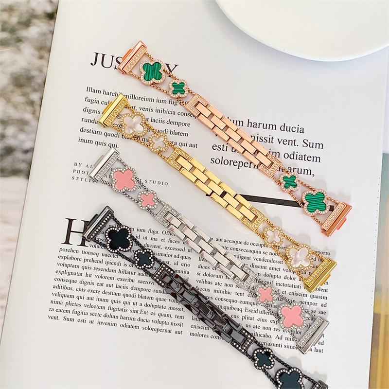 Shiny Four Leaf Clover metal applewatch straps for Apple Watch 49mm 46mm 45mm 44mm 42mm 41mm 40mm 38mm bands iwatch Series 10 9 8 7 6 5 4 3 Ultra 2 lu